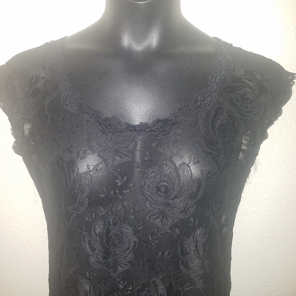 Black lace layering blouse